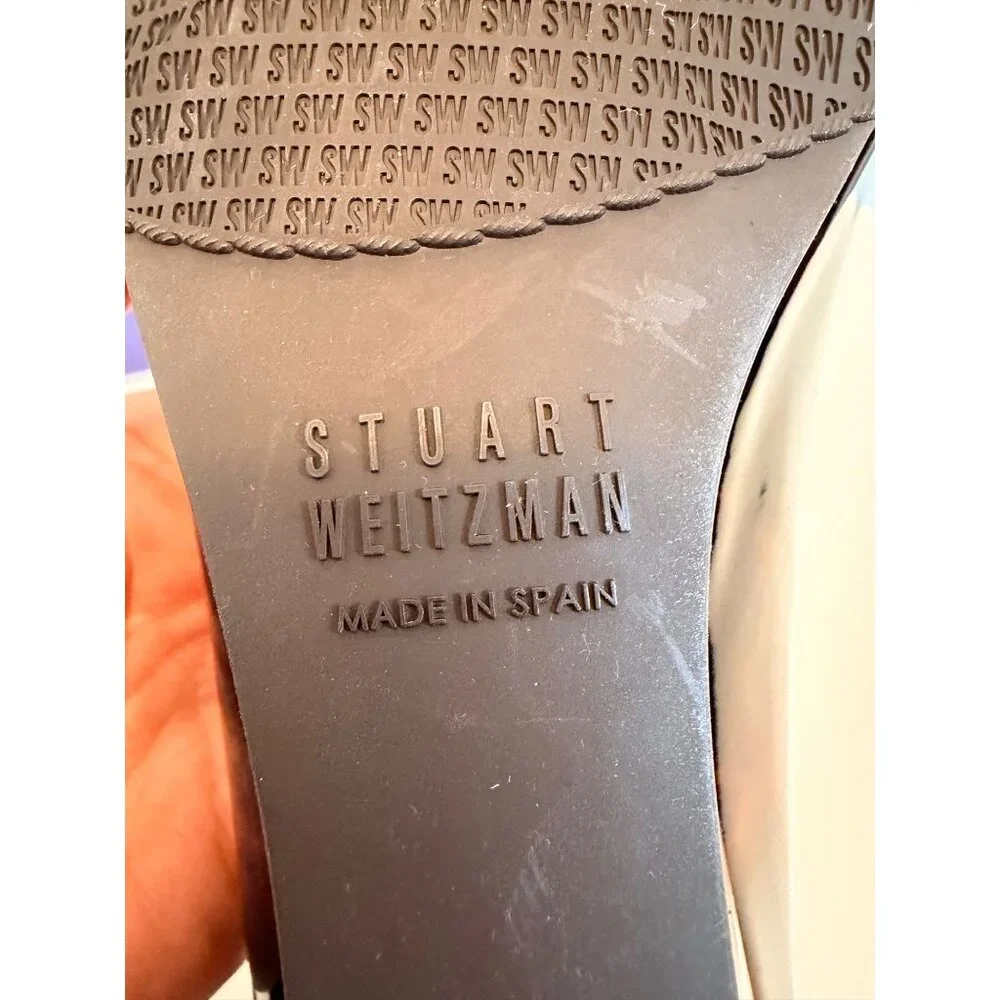 Stuart Weitzman Nusimple Cognac Tartaruga Patent Leather Wedge Shoes 7M With Box - Picture 14 of 16